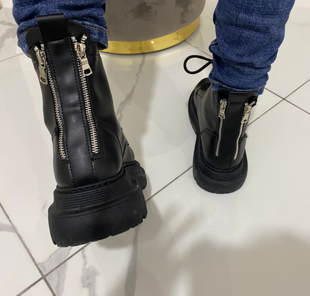 Boot cuire double fermeture