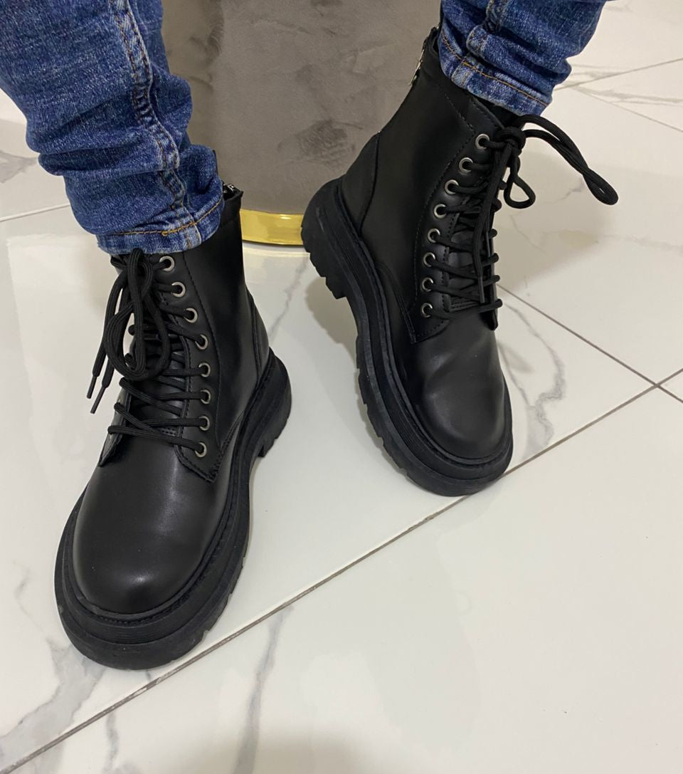 Boot cuire double fermeture