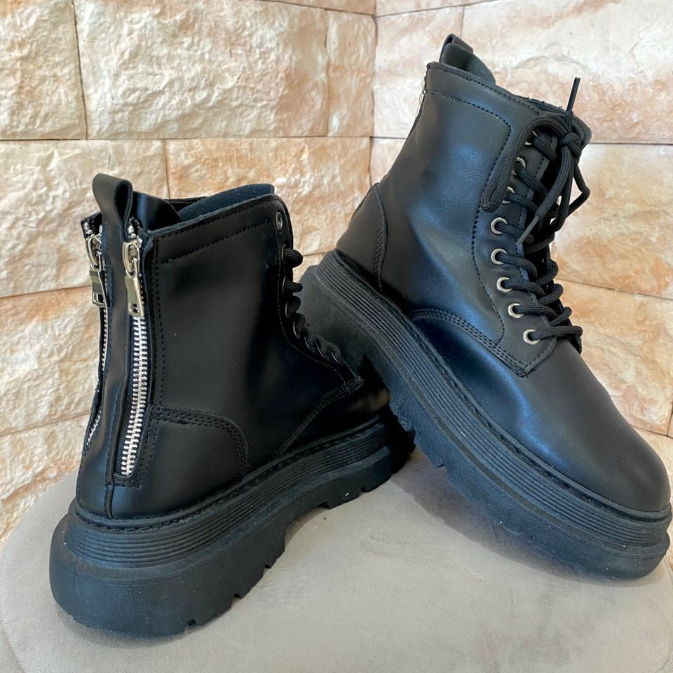 Boot cuire double fermeture